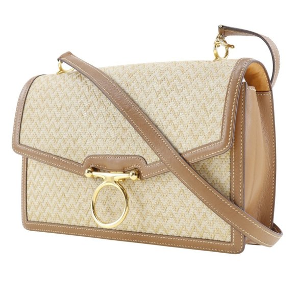 Hermes Vintage Shoulder Bag Canvas 1980 〇J Flap Ladies - Picture 2 of 9